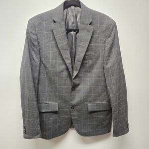 Lauren Ralph Lauren Mens Sport Coat sz 40R Blazer Plaid Lexington Gray 100% Wool